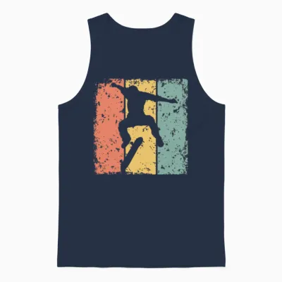 Skateboard Retro Unisex Tank Top - Navy
