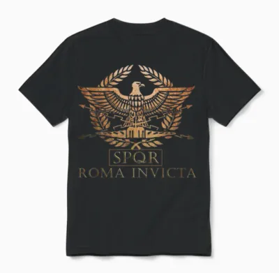 Spqr Roma Invicta Unconquered Rome T-Shirt, Black Unisex T-Shirt - Black