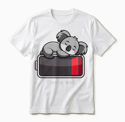 Cute Koala, Lazy Fashion, Loading, Humor, Gift, Fun Unisex T-Shirt - White