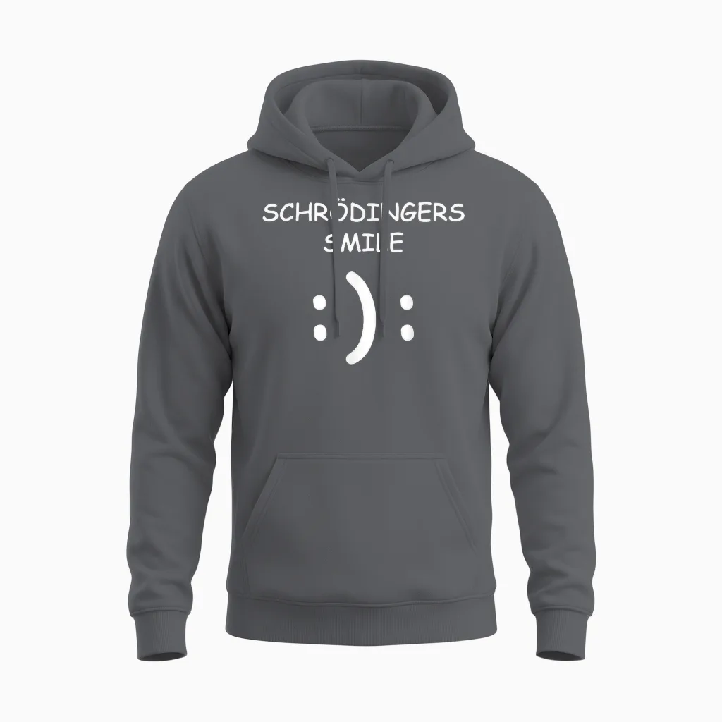 Physical Teacher Student Science Shirt Schrödingers Smile Physics T-Shirt, Black, S Unisex Hoodie in Charcoal
