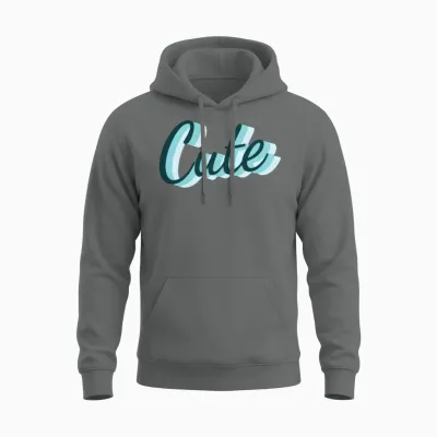 Teal 3d Cute Script Unisex Hoodie - Graphite Heather