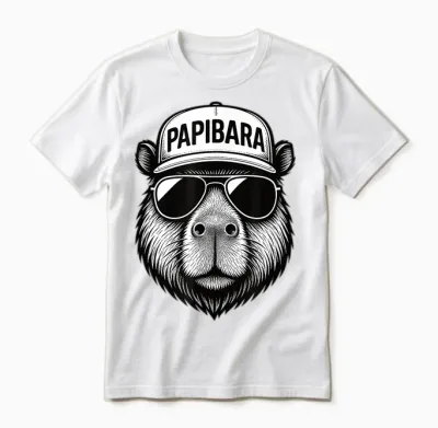 Papibara Cool Lustiger Capybara Papa Vatertag Unisex T-Shirt - White