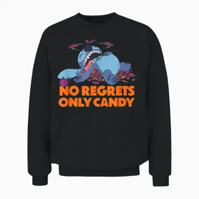 Amazon Essentials Stitch Halloween No Regrets Only Candy Unisex Sweatshirt - Black