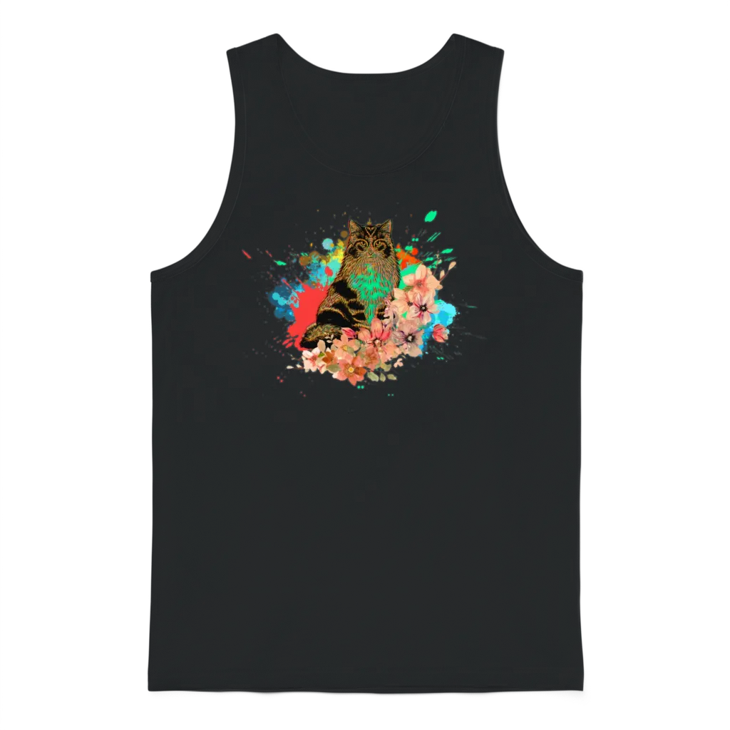 Vibrant Cat Lovers Unisex Tank Top - Black
