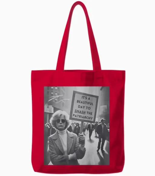 It's a Beautiful Day to Smash the Patriarchy T-Shirt, Black Tote Bags - Red