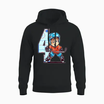 Eishockey Geburtstag - 4 Jahre Alter Junge - 4. Geburtstag Unisex Hoodie - Black