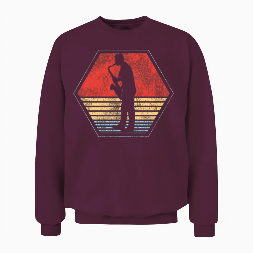 Saxophone Retro Vintage Unisex Sweatshirt - Maroon