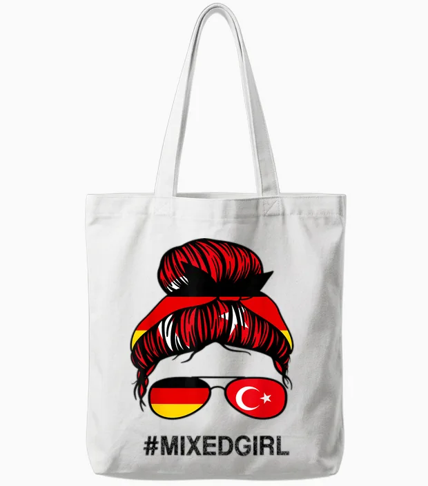 Türkei Deutschland Flagge Türkisch Deutsch Unordentlicher Dutt Tote Bags in White