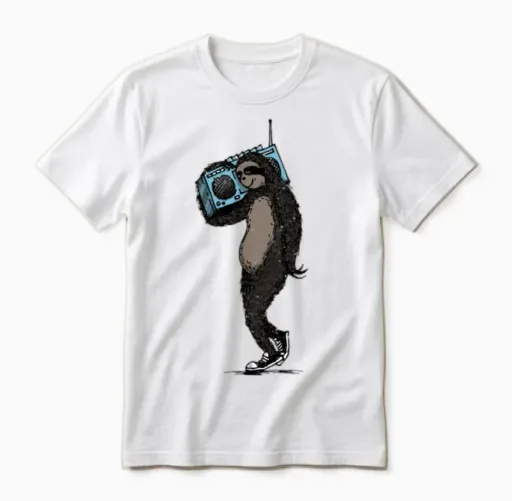 Retro Funky Sloth Unisex T-Shirt in White