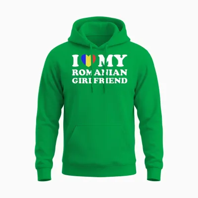 I Love My Romanian Girlfriend Heart Matching Couples Unisex Hoodie - Irish Green