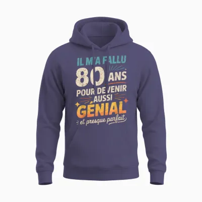 Cadeau Anniversaire 80 Ans Humour Original 80 Ans Homme Unisex Hoodie - Heather Sport Dark Navy