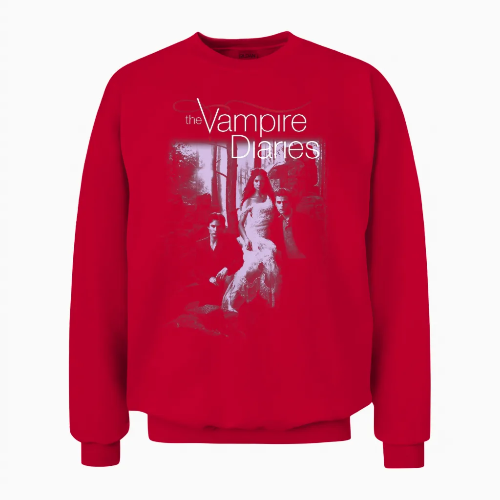 The Vampire Diaries T-Shirt, Black, S Unisex Sweatshirt in Red