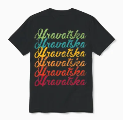 Hrvatska Croatia Retro Unisex T-Shirt - Black
