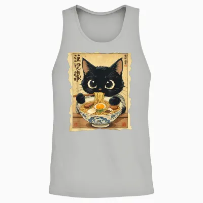 Japanese Ramen Noodles Manga Ramen Kawaii Cat Unisex Tank Top - Ash