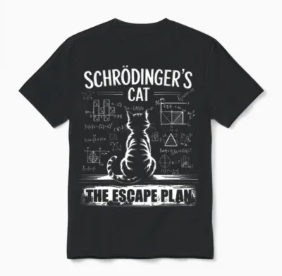 Schrödinger's Cat Funny Escape Science Plan Design Manche Longue Unisex T-Shirt - Black