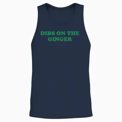 Groovy Dibs on the Ginger Shamrock Dark Humor St Patricks Unisex Tank Top - Navy