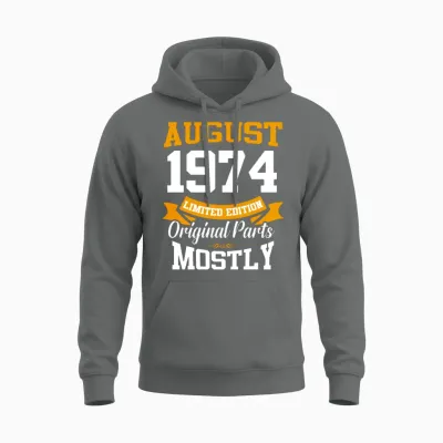 August 1974 Vintage Birthday Present Unisex Hoodie - Graphite Heather