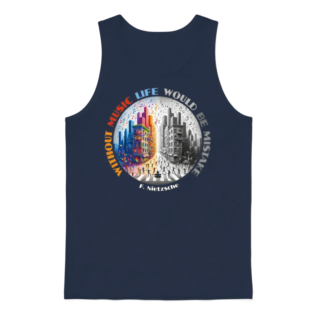 Without Music Life Would Be a Mistake Nietzsche Unisex Tank Top - Navy