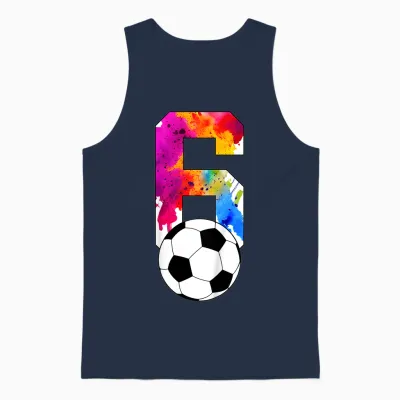 Kinder Nummer 6 Jahre Fußball 6. Geburtstag Unisex Tank Top - Navy