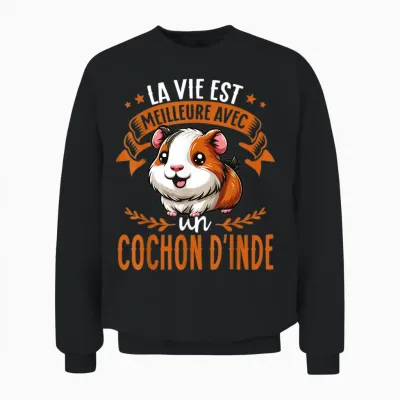 Life Is Better with a Pig India Unisex Sweatshirt - Black
