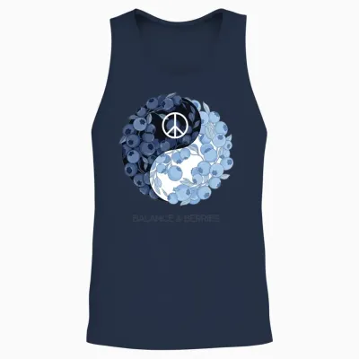 Balance & Berries – Yin Yang Blueberry Peace Desig Unisex Tank Top - Navy