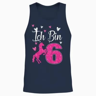 Kinder 6. Geburtstagspferd Geschenk Pferd Mädchen Süßes 6 Jahre Alt Unisex Tank Top - Navy