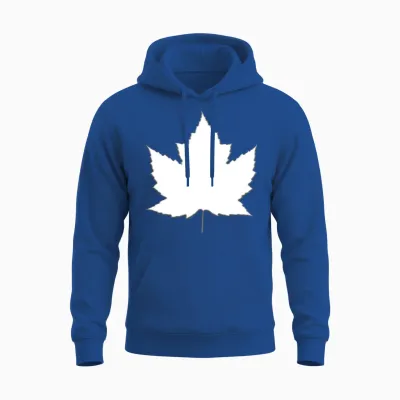 Canada Souvenirs White Maple Leaf Unisex Hoodie - Royal