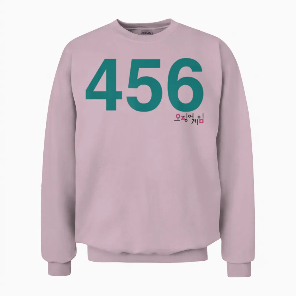 Squid Game Player 456 Costume Unisex Sweatshirt in Light Pink