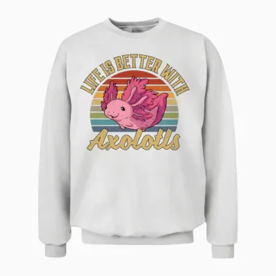 Axolotl Retro Unisex Sweatshirt - White