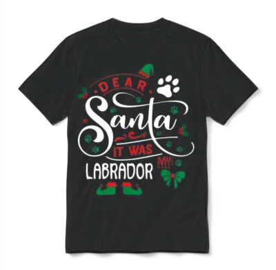 Labrador Dog Christmas Dog Breed Unisex T-Shirt - Black