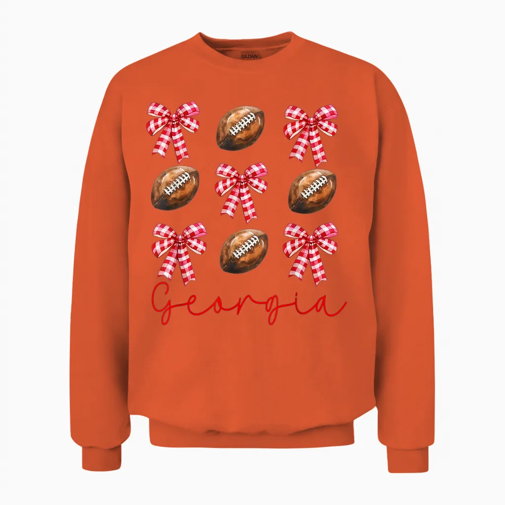 Georgia Coquette Red Bow Ga Women Girls Kids Sister Unisex Sweatshirt in Orange