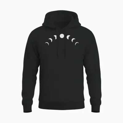 Lunar Phases - Minimalistic - Moon Phases Unisex Hoodie - Black