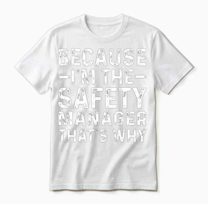Funny Safety Manager Saying Unisex T-Shirt in White