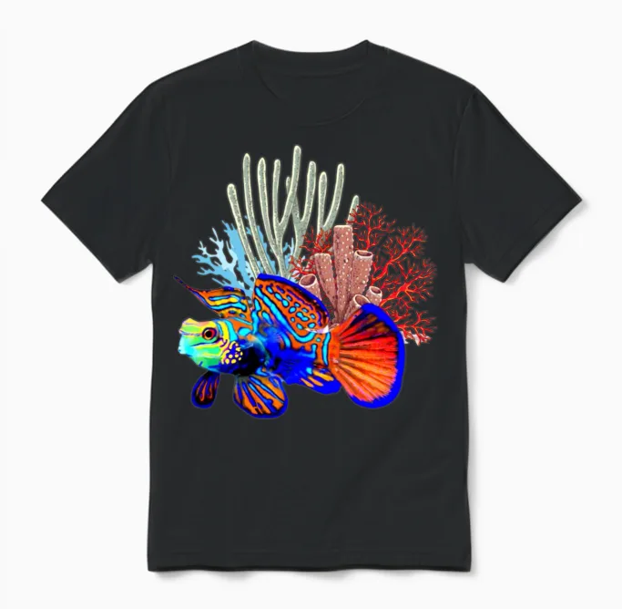 Mandarin Goby Reef Fish Aquarium Lovers Unisex T-Shirt in Black