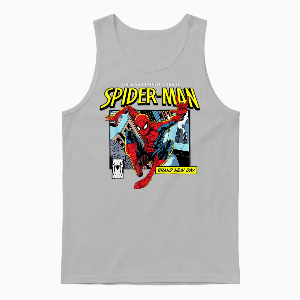 Marvel Studios Spider-Man Bnd Movie 2026 Rooftop Comic Panel Unisex Tank Top in Ash