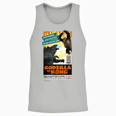 Monsterverse Godzilla vs Kong - Titan-Vision Retro Poster Unisex Adults Kids Black Short Sleeve Unisex Tank Top - Ash