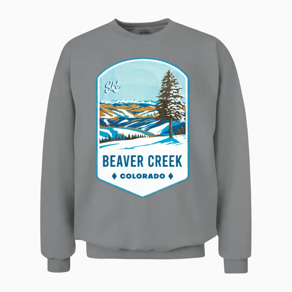 Beaver Creek Colorado Ski Badge Unisex Sweatshirt in Sport Grey
