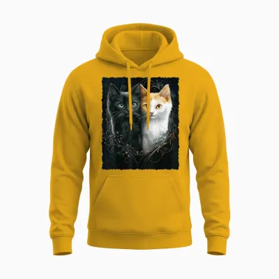 Süße Magische Katze Kätzchen Kitten Fantasy Kunst Unisex Hoodie - Gold
