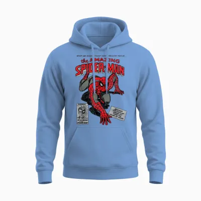 Marvel Spider-Man Retro Comic Unisex Hoodie - Carolina Blue