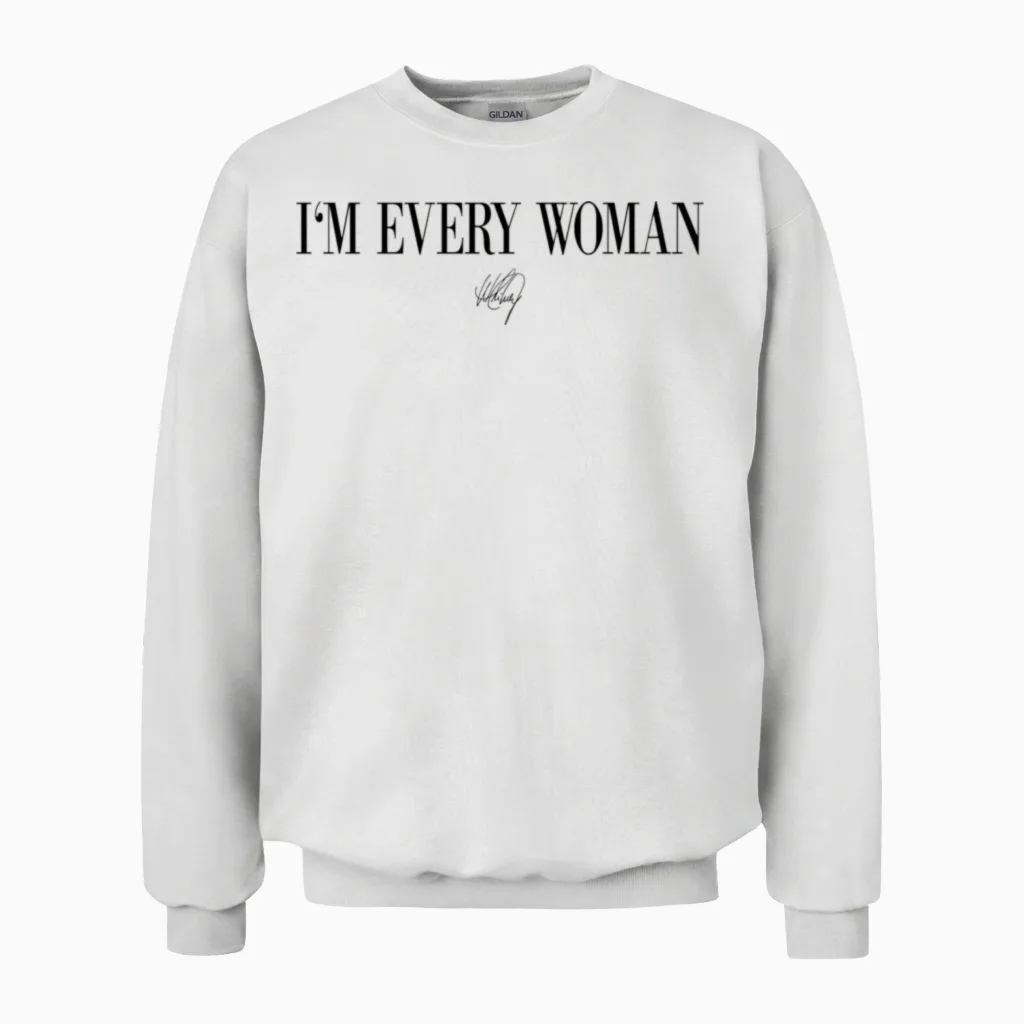 Whitney Houston I'm Every Woman Black Unisex Sweatshirt in White
