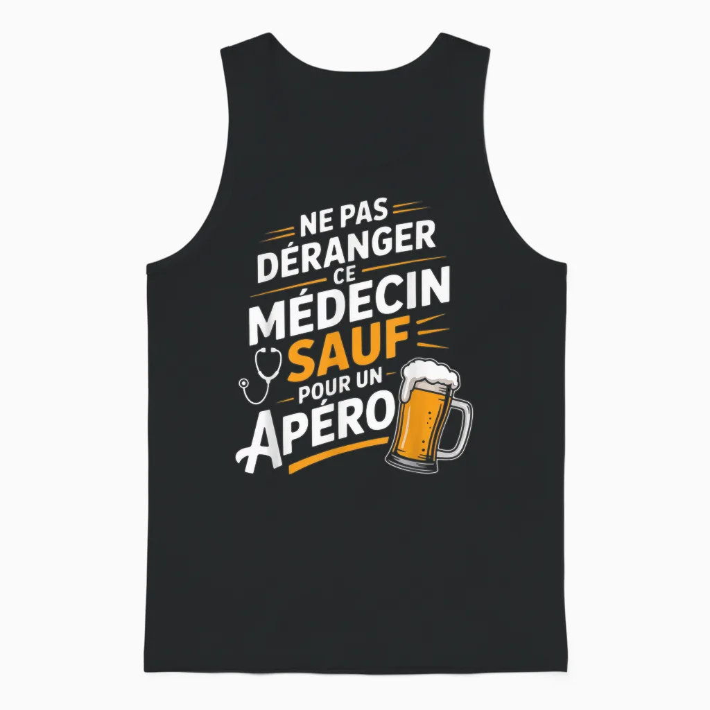 Doctor Aperitif Man Humour Gift Idea Doctor Funny Beer Unisex Tank Top in Black