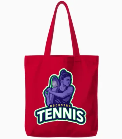 Tennis Rockstar Tote Bags - Red