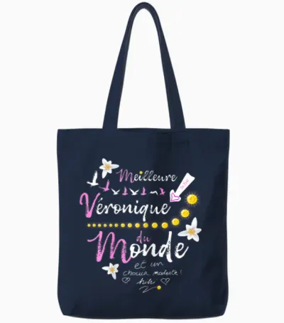 Gift Veronique First Name Birthday Best Veronique T-Shirt, Black, Female X-Small Tote Bags - Navy