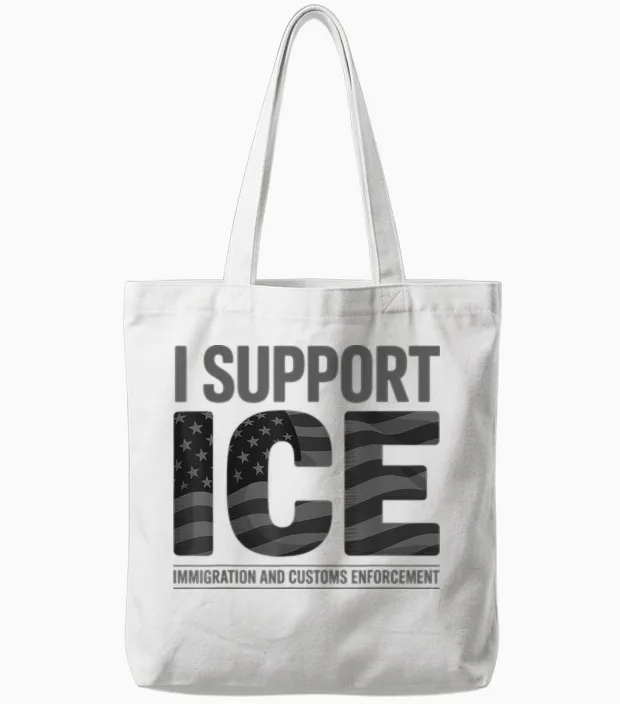 I Support Ice, Immigration Officers American Flag Vintage Tote Bags in White