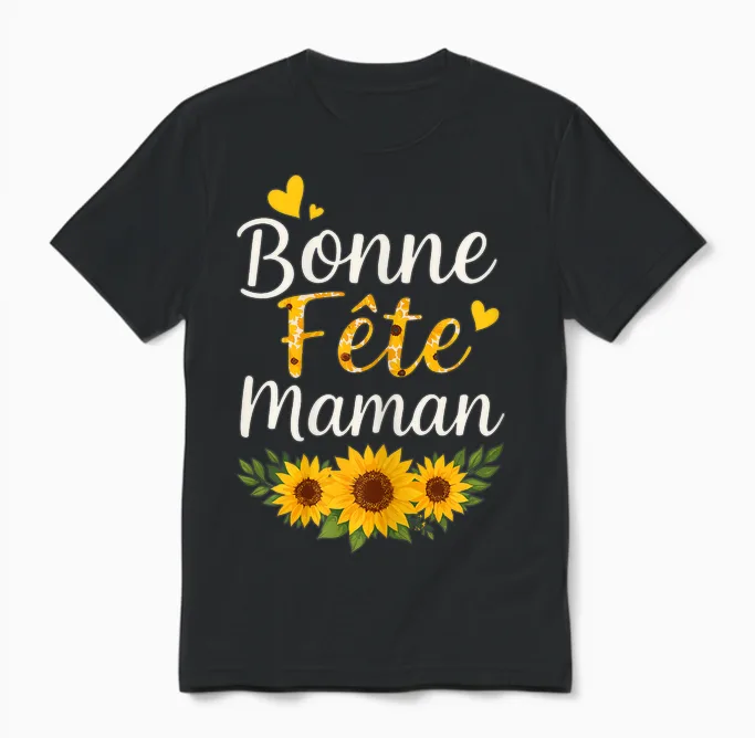 Bonne FĂȘte Maman Tournesols â Cadeau FĂȘte Des MĂšres Unisex T-Shirt in Black
