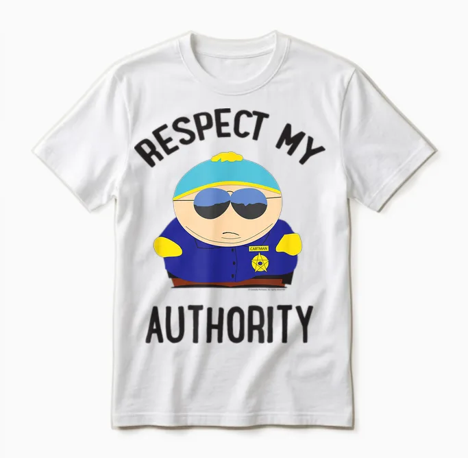 South Park Cartman Respect My Authority Unisex T-Shirt in White