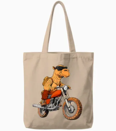 Moto Chameau Tote Bags - Natural