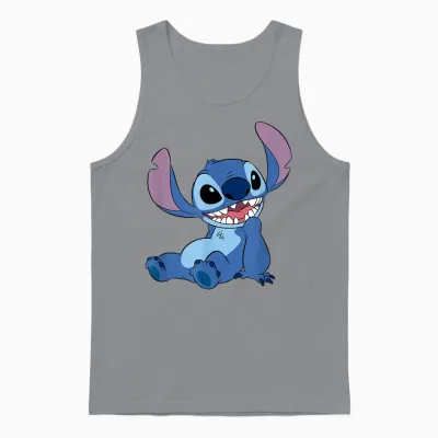 Disney Lilo & Stitch Happy Mood Good Alien Pose Logo T-Shirt, Black Unisex Tank Top - Sport Grey
