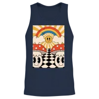 Retro Mushroom Unisex Tank Top - Navy – 2
