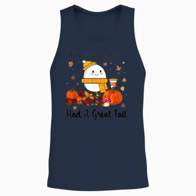 Humpty Dumpty Had a Great Fall Thanksgiving Autumn Unisex Tank Top - Navy